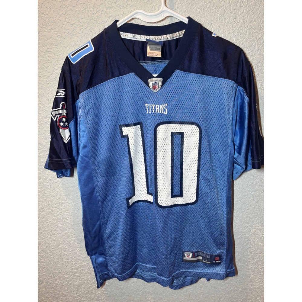 Reebok NFL Titans Jersey #10 Blue Football Jersey Kids L Large